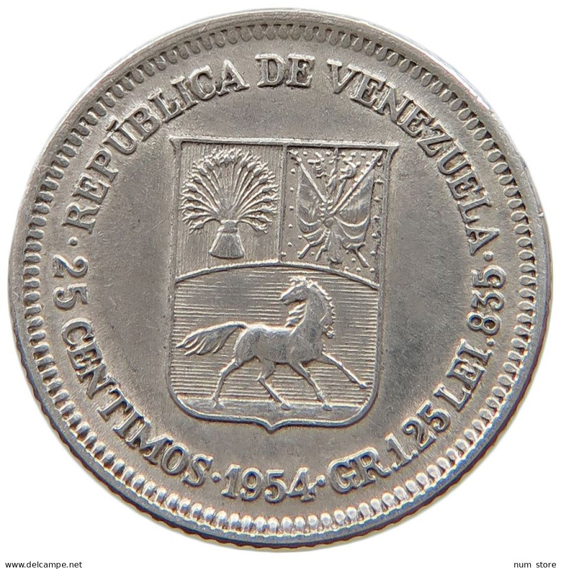 VENEZUELA 25 CENTIMOS 1954  #a052 0463 - Venezuela