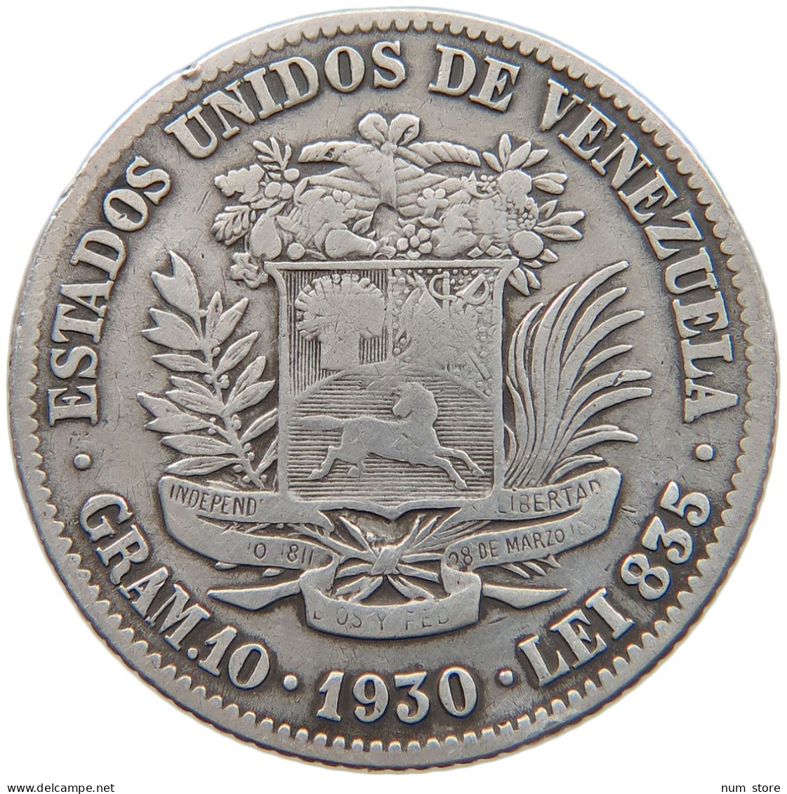 VENEZUELA 2 BOLIVARES 1930  #c018 0033 - Venezuela