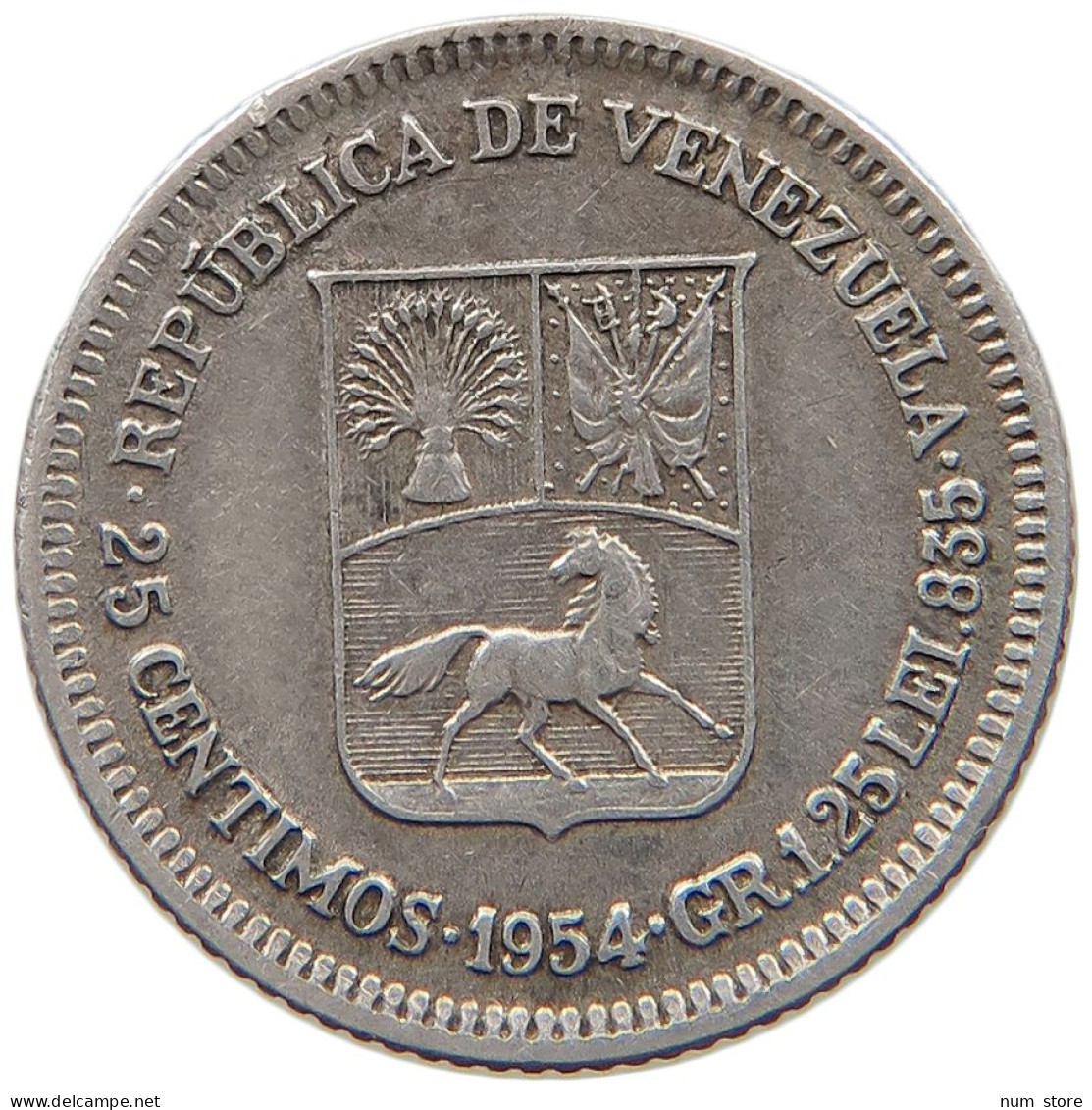 VENEZUELA 1/4 BOLIVAR 1954  #c040 0609 - Venezuela