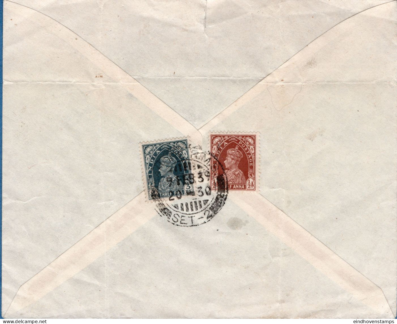 British India - Pakistan Bookpost To Switserland Franked 3p+½d Cancel Lahore R.M.S. 9 Feb 39, Folded With Tear 2311.1008 - 1936-47 Koning George VI
