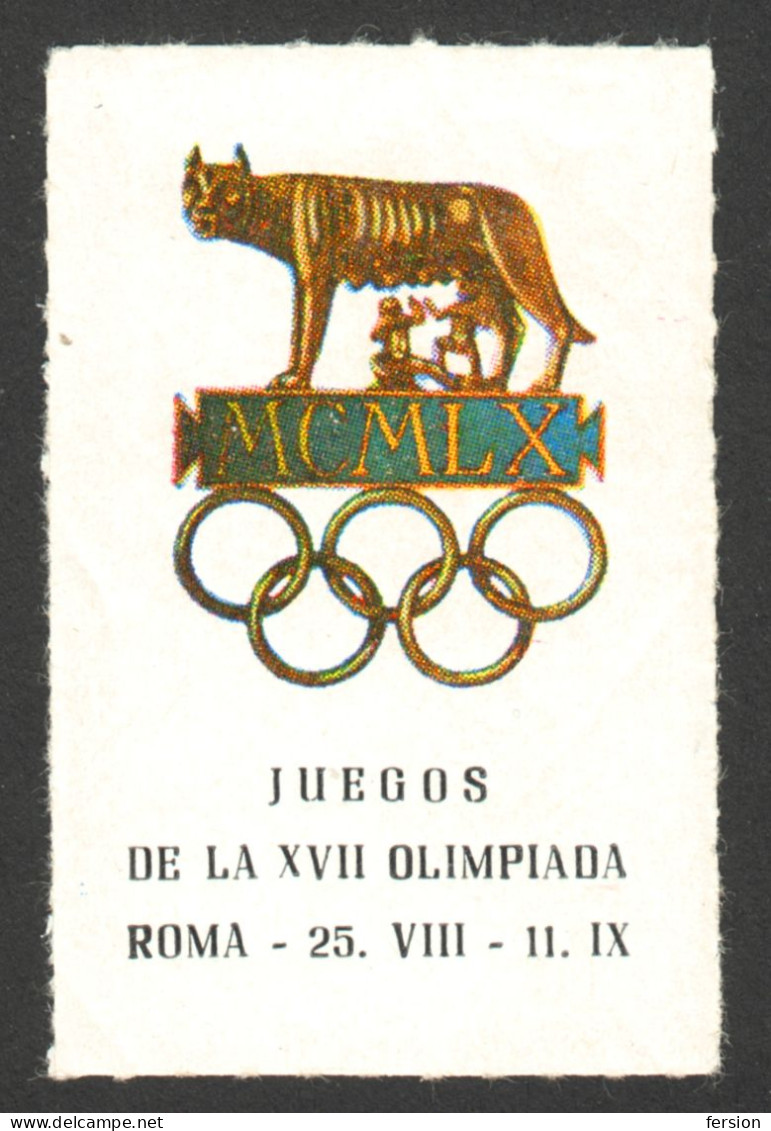 SPAIN - Olympics Olympic GAMES 1960 ITALY ROME LABEL CINDERELLA VIGNETTE Romulus Remus Mythology Capitoline Wolf - Wohlfahrtsmarken