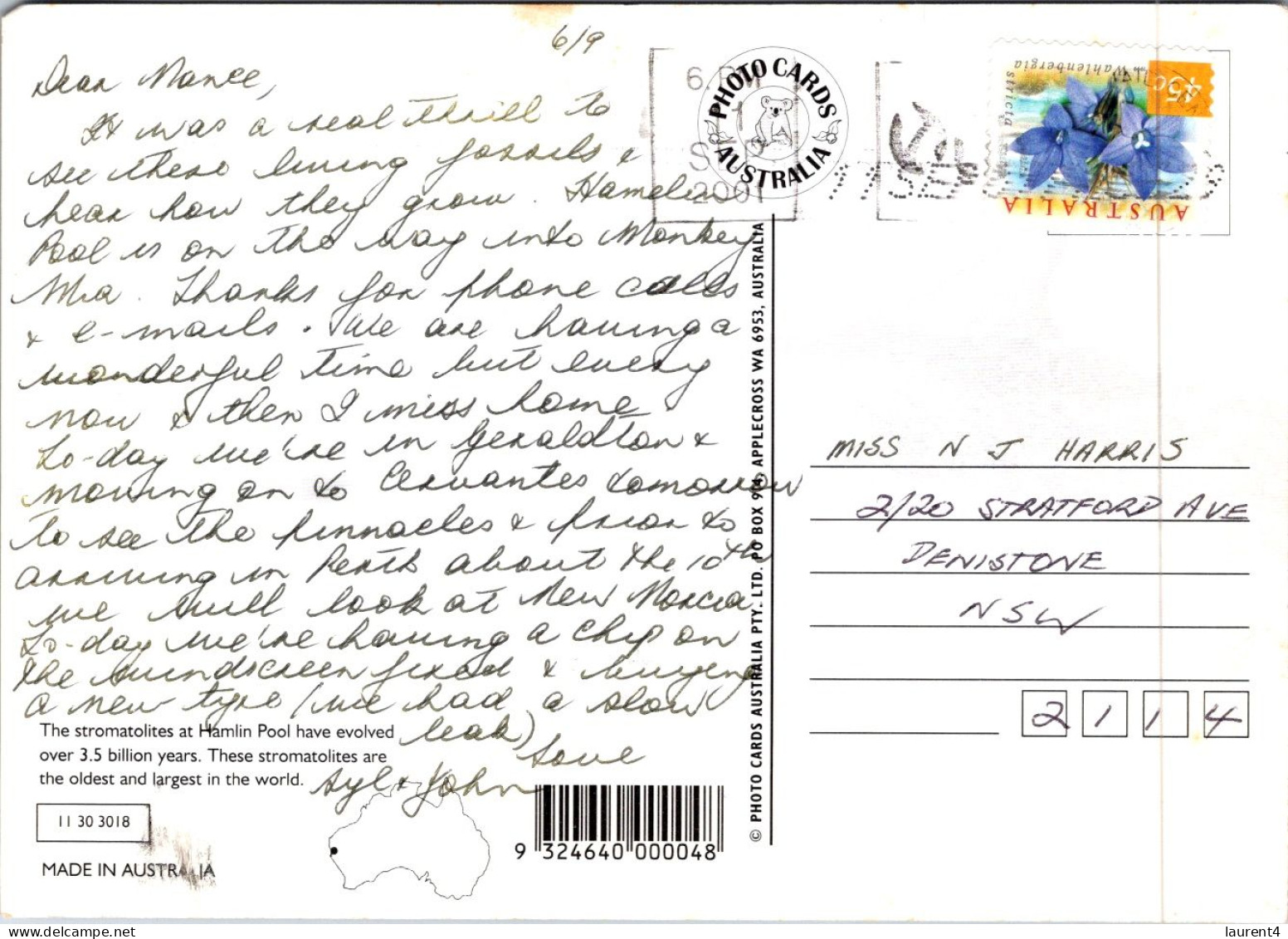 11-11-2023 (1 V 51) Australia (posted With Flower Stamp 1986 ) WA  (UNESC) - Shark Bay - Sonstige & Ohne Zuordnung