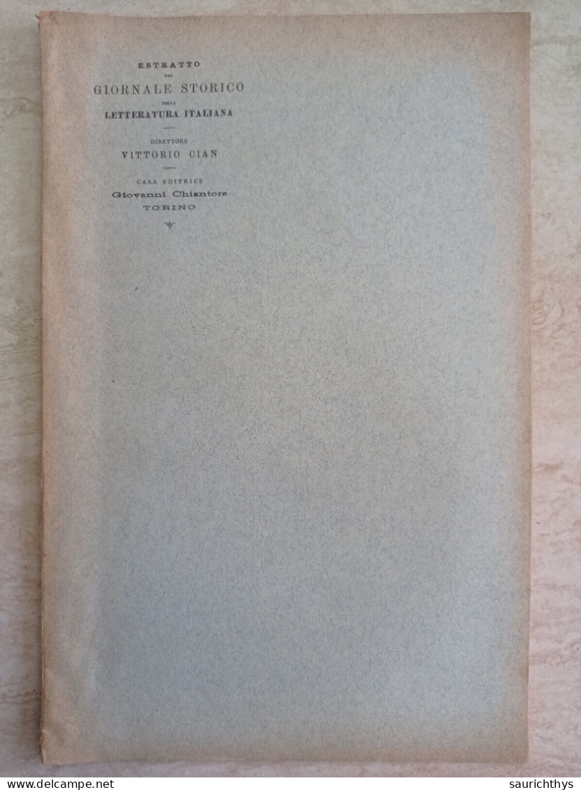 Le Novelle Orientali Di Gaspare Gozzi E  La Loro Origine Autografo Letterio Di Francia Da Palmi Torino 1928 - Geschiedenis, Biografie, Filosofie