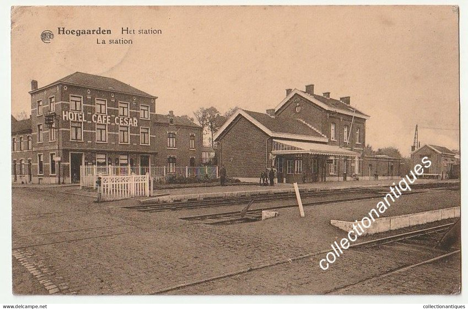 CPA Hoegaarden - Het Station La Station - Circulée 1941 - Divisée - Uitgever Vandenbroeck Ph. Verbois Boekhandel - Hoegaarden