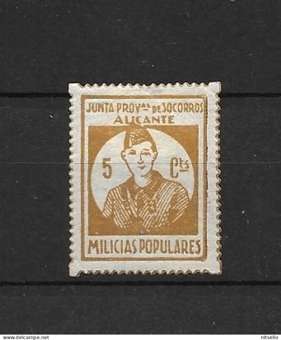 LOTE 2112 E  ///  (C045)  ALICANTE.JUNTA PROV. DE SOCORROS.MILICIAS POPULARES *MH     ¡¡¡ LIQUIDATION - JE LIQUIDE !!! - Spanish Civil War Labels