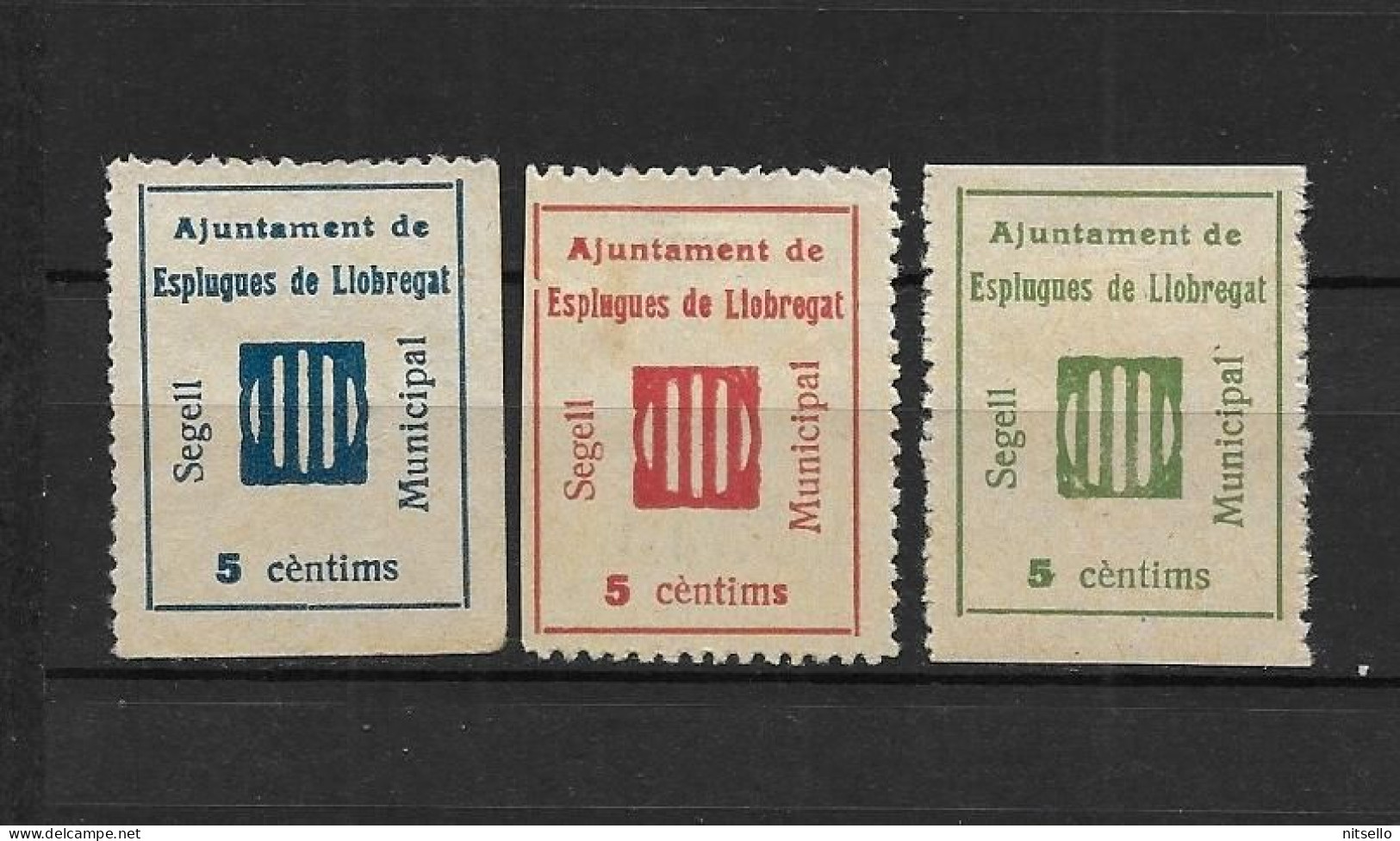 LOTE 2112 F  ///  (C240) ESPLUGUES DE LLOBREGAT (BARCELONA). EDIFIL 2-3-4 *MH    ¡¡¡ LIQUIDATION - JE LIQUIDE !!! - Spanish Civil War Labels