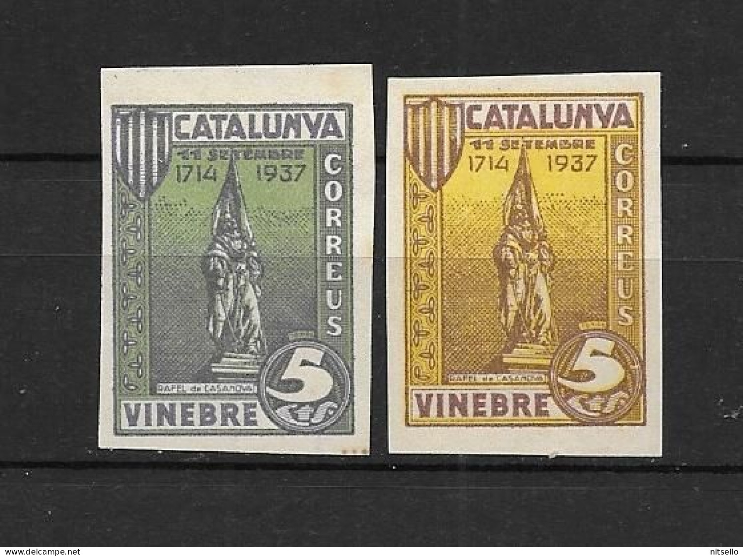 LOTE 2112 F  ///  (C160) 1937 VINEBRE - TARRAGONA SELLOS LOCALES SIN DENTAR *MH    ¡¡¡ LIQUIDATION - JE LIQUIDE !!! - Vignettes De La Guerre Civile