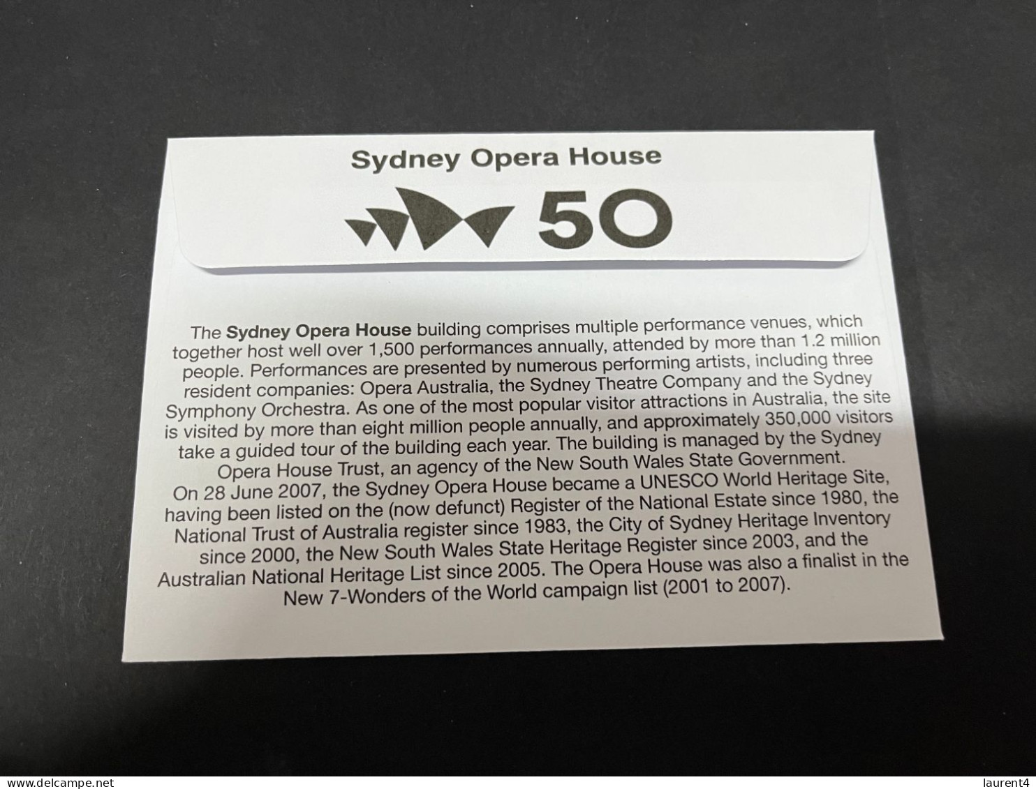 11-11-2023 (1 V 54) Sydney Opera House Celebrate The 50th Anniversary Of It's Opening (20 October 2023) 2012 Ballet - Cartas & Documentos