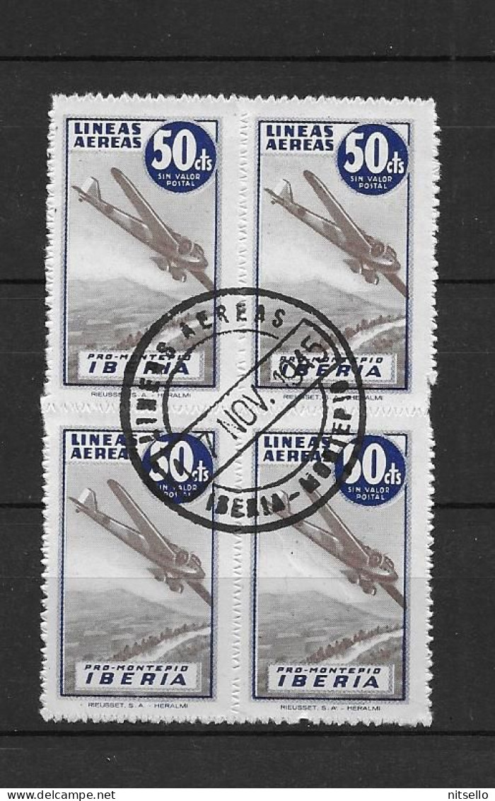 LOTE 1892  ///    PRO - MONTEPIO IBERIA 50 CTOS  CON MATASELLO COMPLETO  BLOQ DE 4  ¡¡¡ LIQUIDATION - JE LIQUIDE !!! - Wohlfahrtsmarken