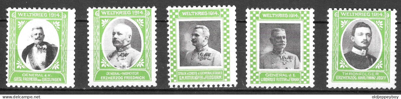VIGNETTE CINDERELLA Erinnophilie K.U.K GERMANY AUSTRIA HUNGARY Österreich  Weltkrieg 1914 GENERALS LEADERS FULL SET 25 - Militaria