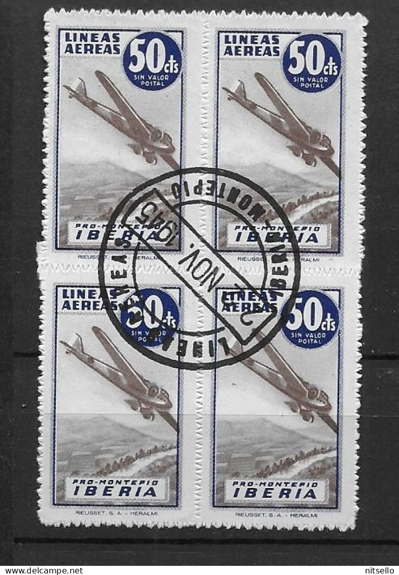 LOTE 1892  ///    PRO - MONTEPIO IBERIA 50 CTOS  CON MATASELLO COMPLETO  BLOQ DE 4  ¡¡¡ LIQUIDATION - JE LIQUIDE !!! - Wohlfahrtsmarken