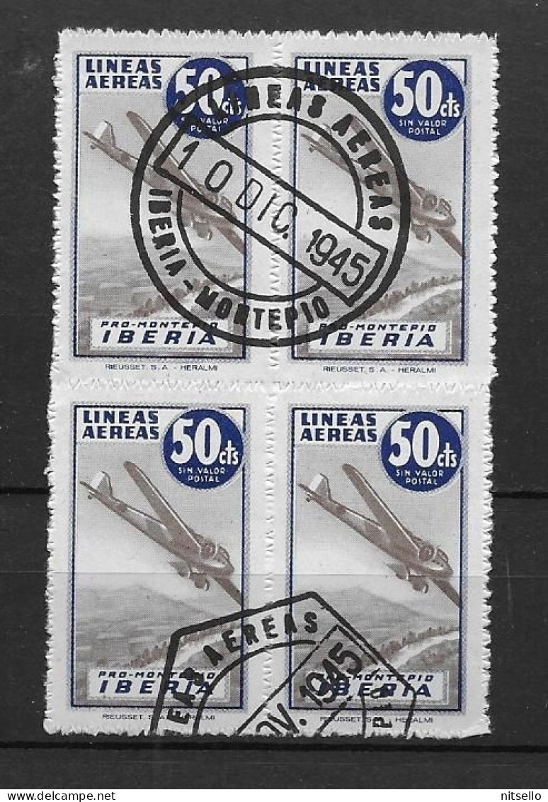 LOTE 1892  ///    PRO - MONTEPIO IBERIA 50 CTOS  CON MATASELLO COMPLETO  BLOQ DE 4  ¡¡¡ LIQUIDATION - JE LIQUIDE !!! - Liefdadigheid