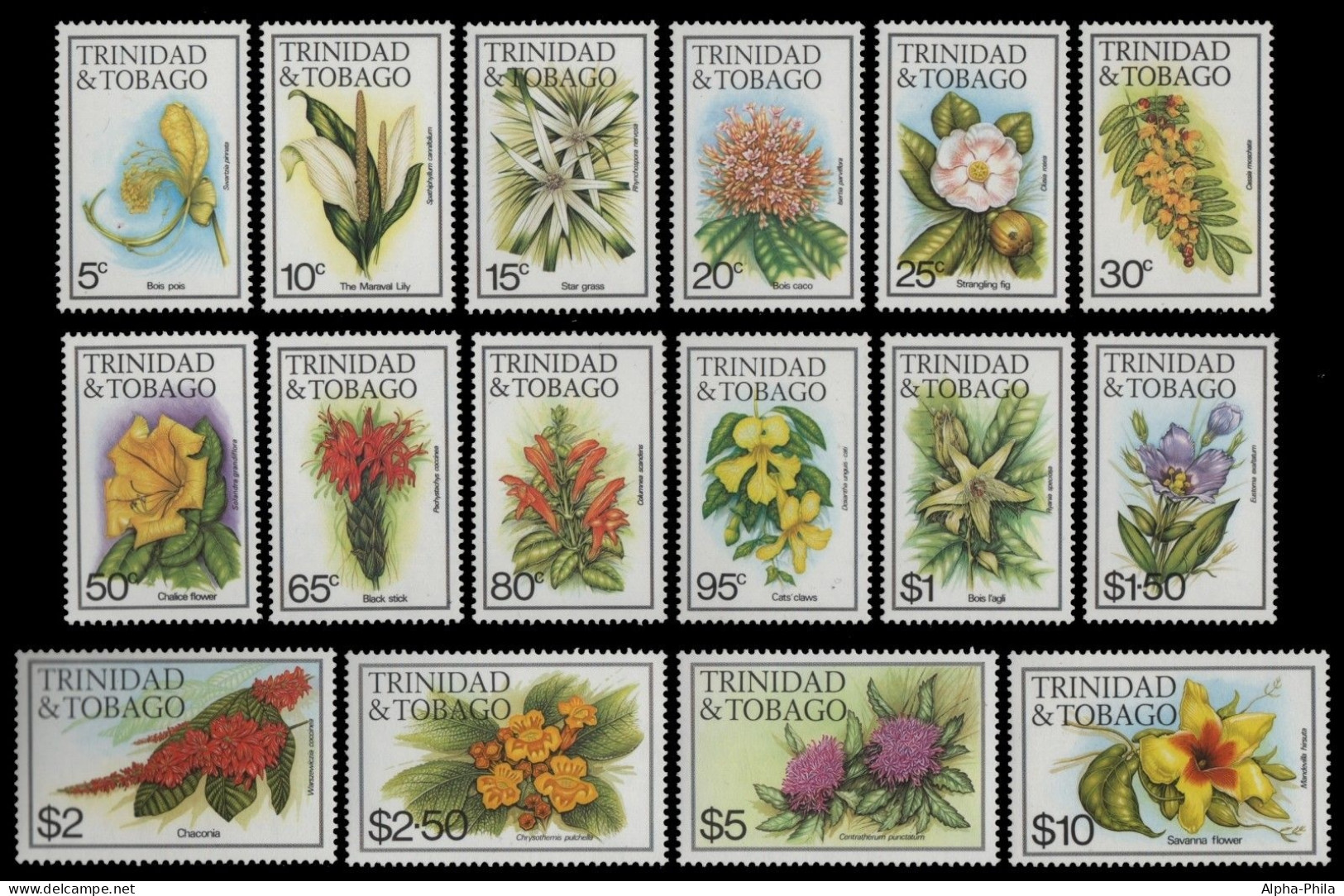 Trinidad & Tobago 1983 - Mi-Nr. 479-494 I ** - MNH - Blumen / Flowers - Trinidad & Tobago (1962-...)