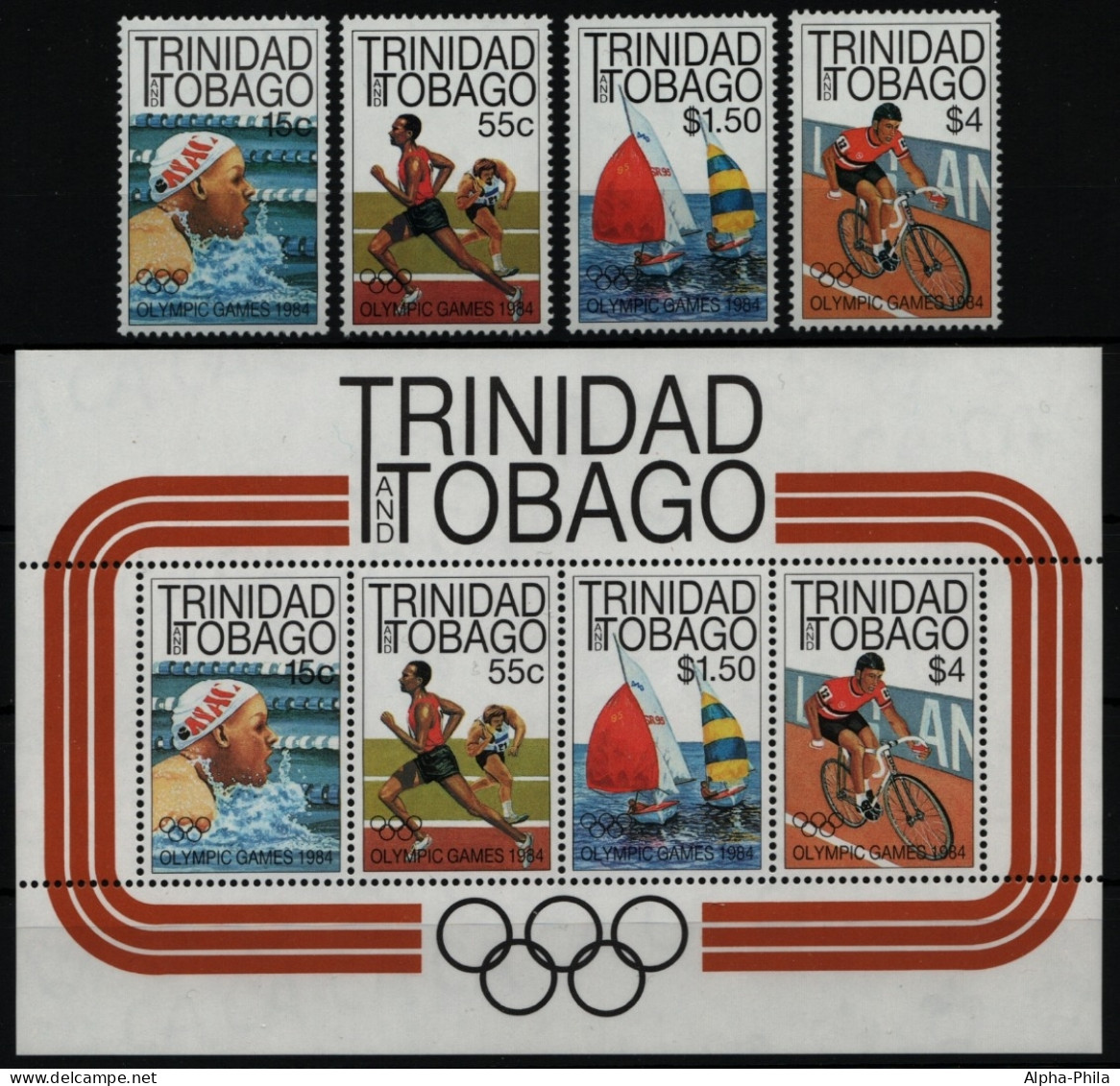 Trinidad & Tobago 1984 - Mi-Nr. 499-502 & Block 37 ** - MNH - Olympia - Trinidad & Tobago (1962-...)