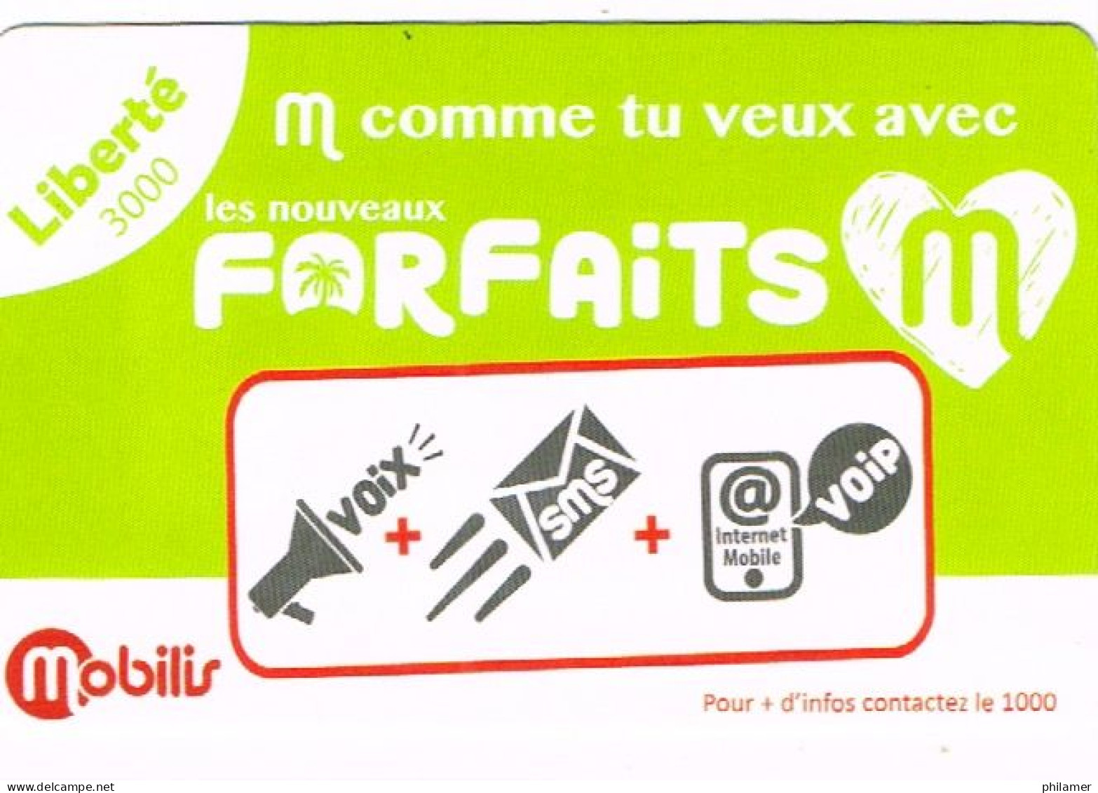 Nouvelle Caledonie Caledonia TELECARTE PHONECARD PREPAYEE LIBERTE 3000 F UT. Forfait Sms Voix EX 12/20 - Neukaledonien