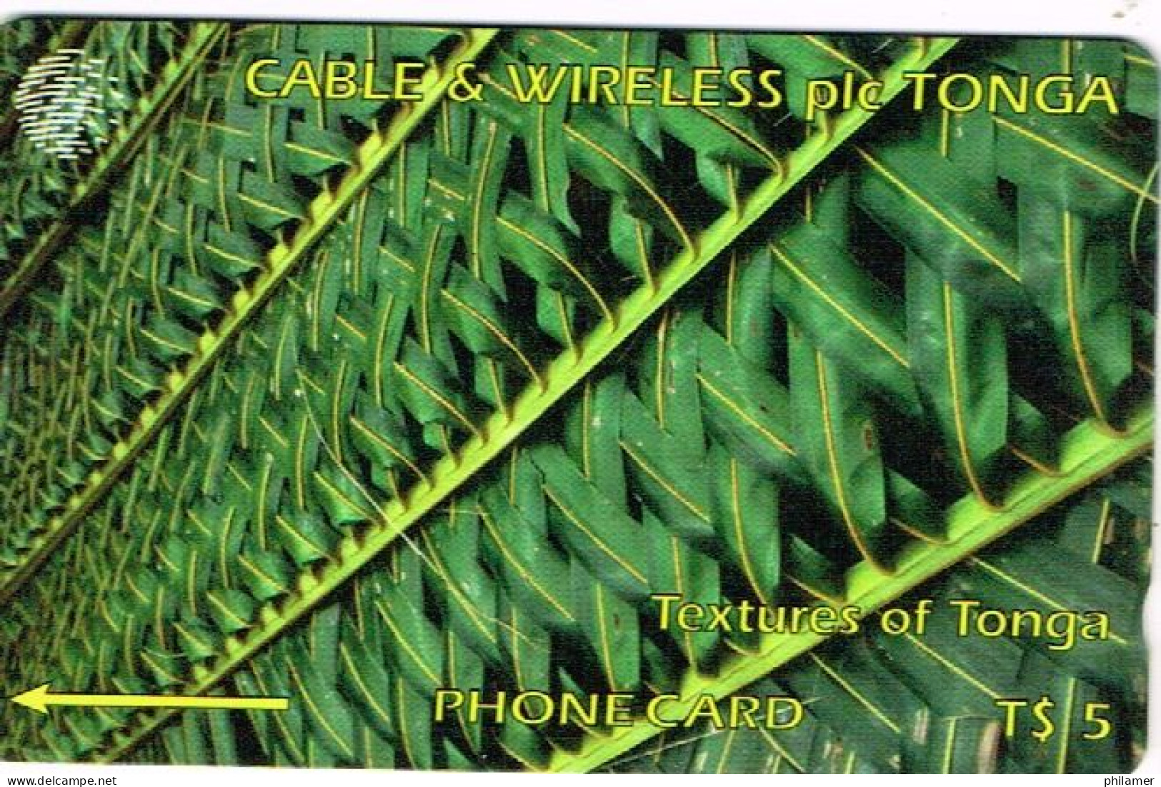 Tonga TELECARTE PHONECARD Cable é Wireless Textures Vannerie Panier 5 Dollars Ut TBE - Tonga