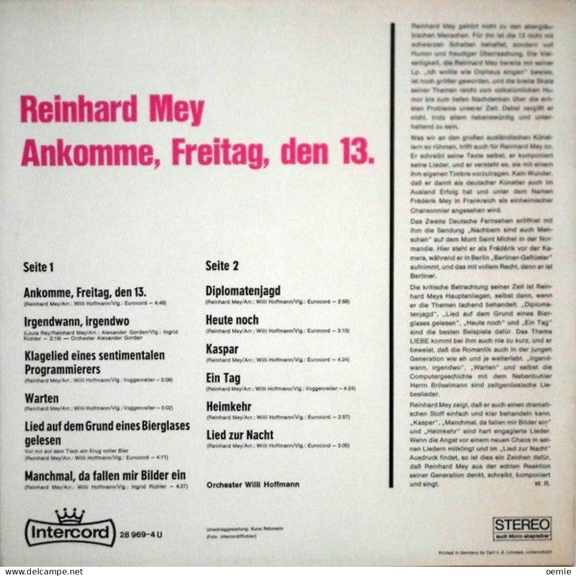 REINHARD  MEY    // ANKOMME FREITAG DEN 13 - Andere - Duitstalig