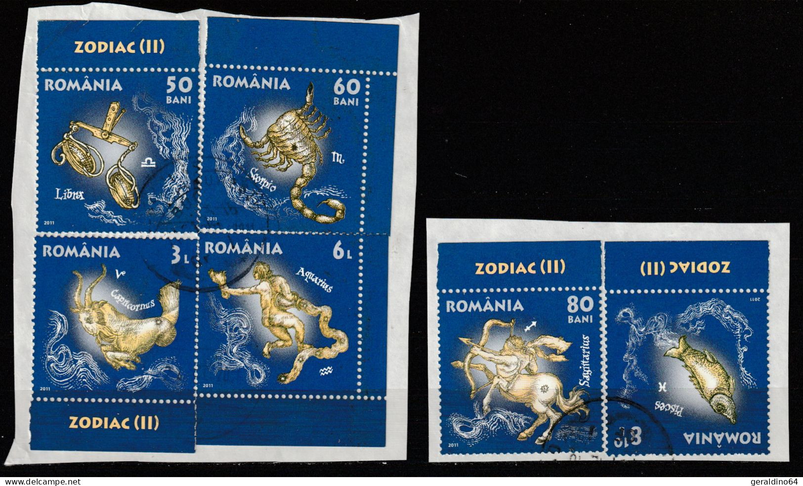 Rumänien 2011 Sternzeichen Gestempelt Auf Papier - Oblitérés