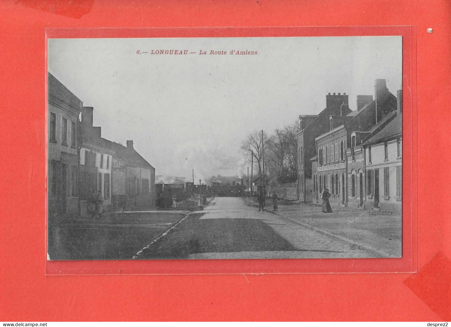 80 LONGUEAU Cpa Animée Route D ' Amiens Passage A Niveau Et Train               8 Caron - Longueau