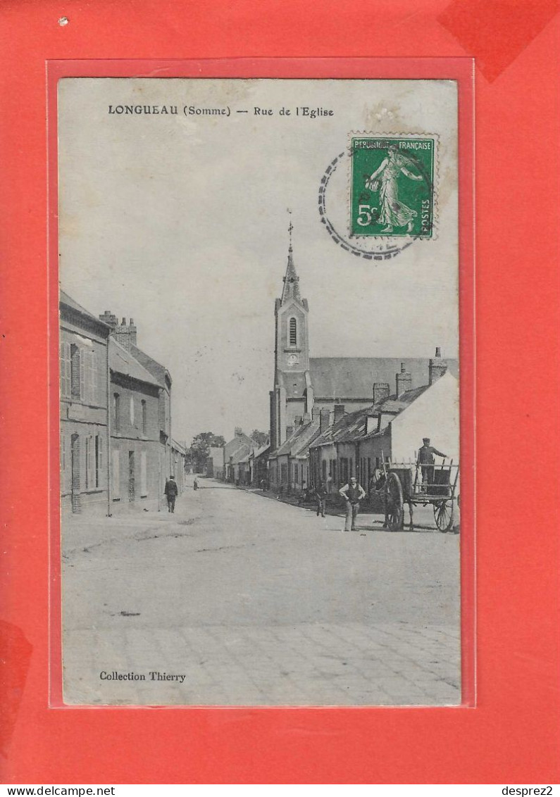 80 LONGUEAU Cpa Animée Rue De L ' Eglise Coll Thierry - Longueau