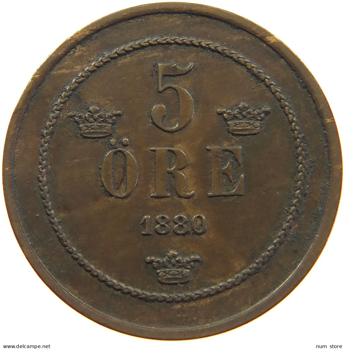 SWEDEN 5 ÖRE 1880 Oscar II. (1872-1907) #t020 0063 - Suède
