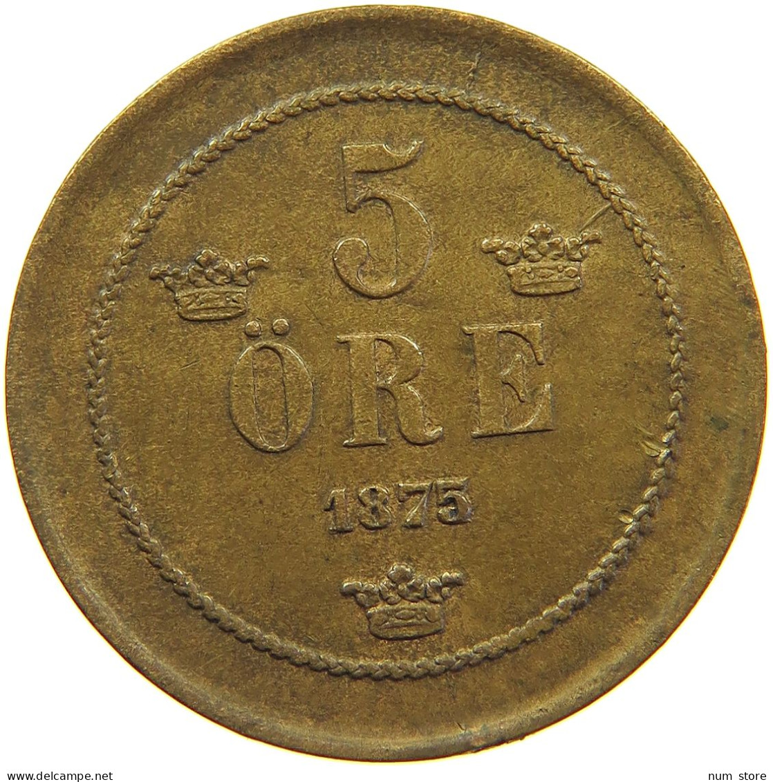 SWEDEN 5 ÖRE 1875 Oscar II. (1872-1907) #t020 0067 - Suède