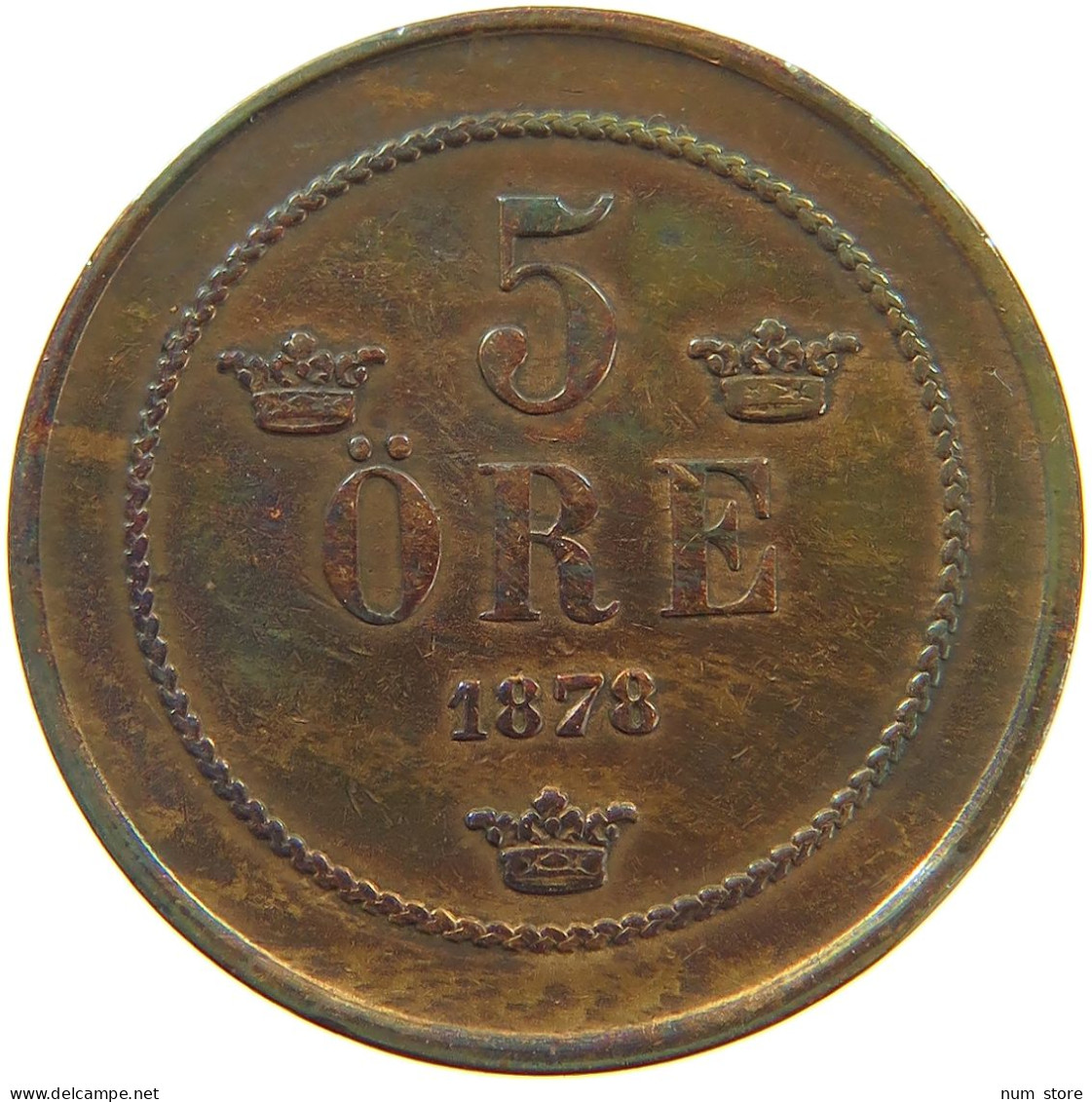 SWEDEN 5 ÖRE 1878 Oscar II. (1872-1907) #a084 0251 - Suède