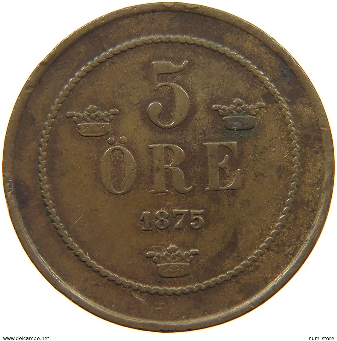 SWEDEN 5 ÖRE 1875 Oscar II. (1872-1907) #a095 0047 - Suède