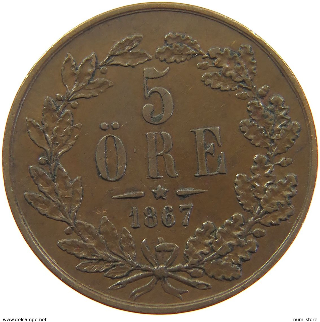 SWEDEN 5 ÖRE 1867 Karl XV. (1859-1872) #t019 0055 - Suède