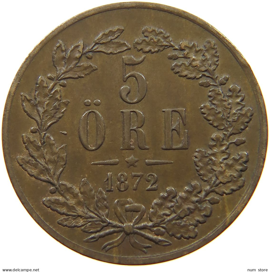 SWEDEN 5 ORE 1872 CHARLES XV. (1859-1872) #t161 0207 - Suède