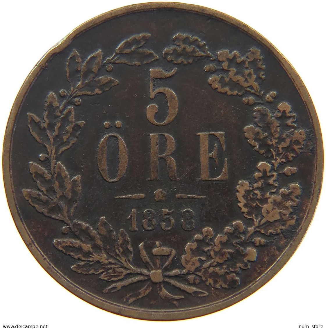 SWEDEN 5 ÖRE 1858 Oscar I. (1844-1859) #c050 0509 - Suède