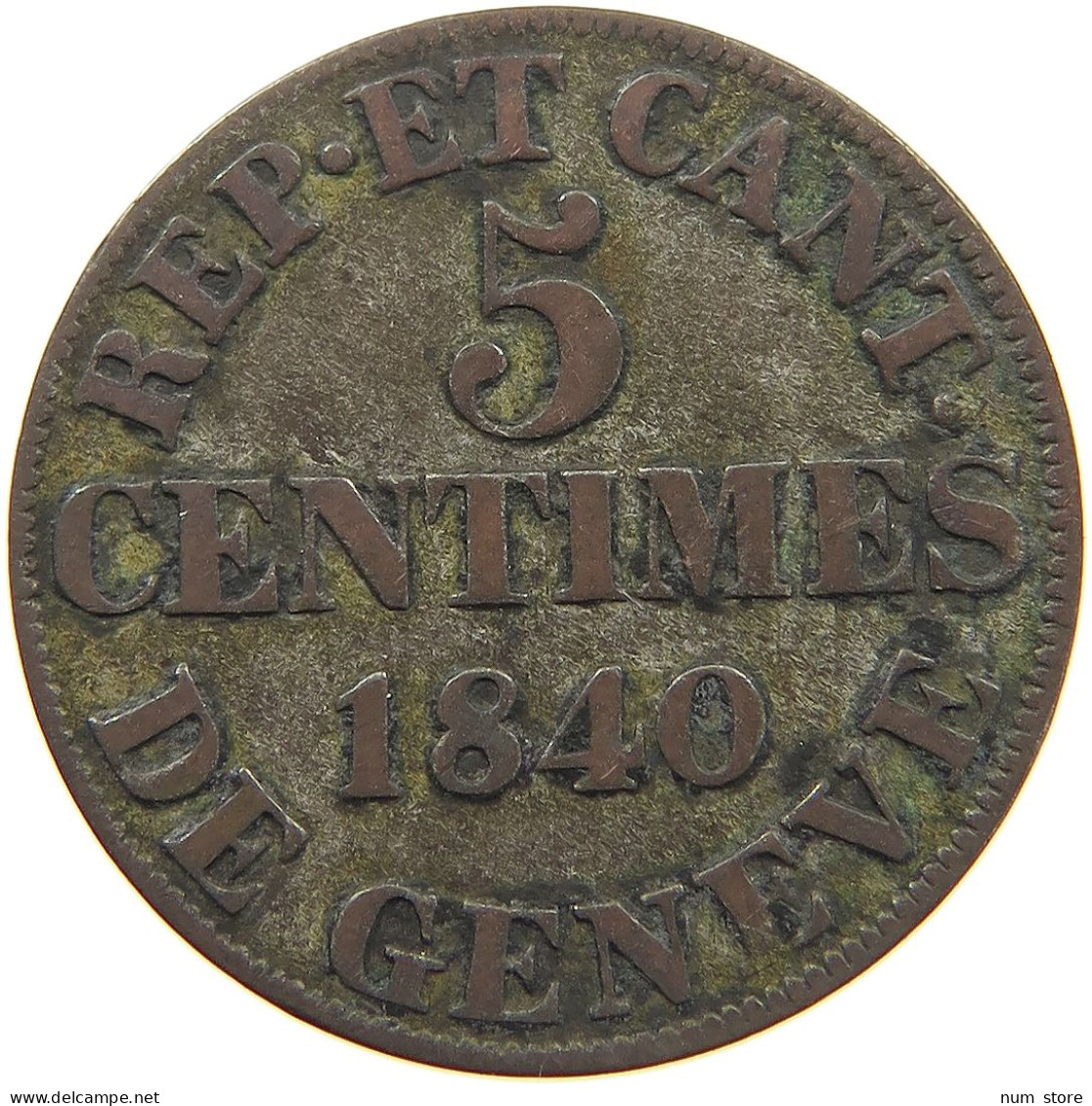 SWITZERLAND GENF GENEVE 5 CENTIMES 1840  #t070 0569 - Autres & Non Classés