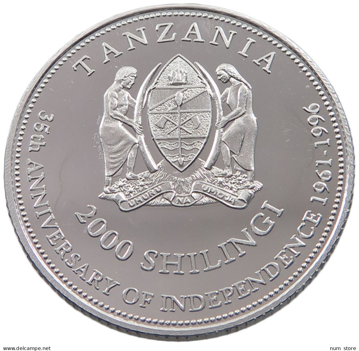 TANZANIA 2000 SHILINGI 1996 2000 SHILINGI 1996 ALUMINIUM PATTERN PROOF #alb038 0099 - Tanzanía