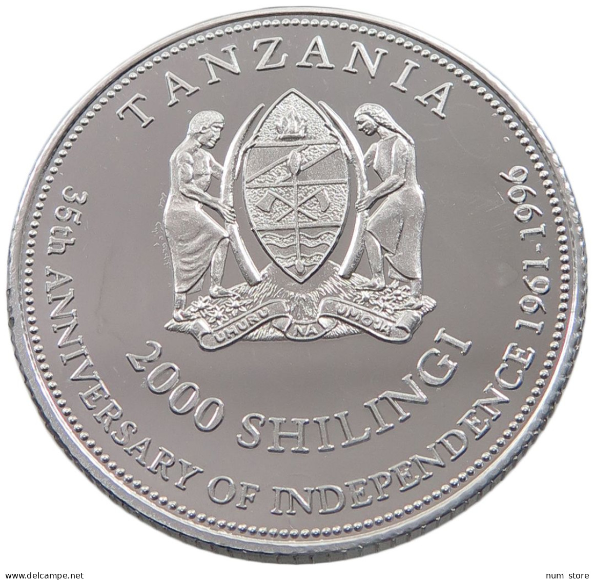 TANZANIA 2000 SHILINGI 1996 2000 SHILINGI 1996 ALUMINIUM PATTERN PROOF #alb038 0091 - Tanzanie