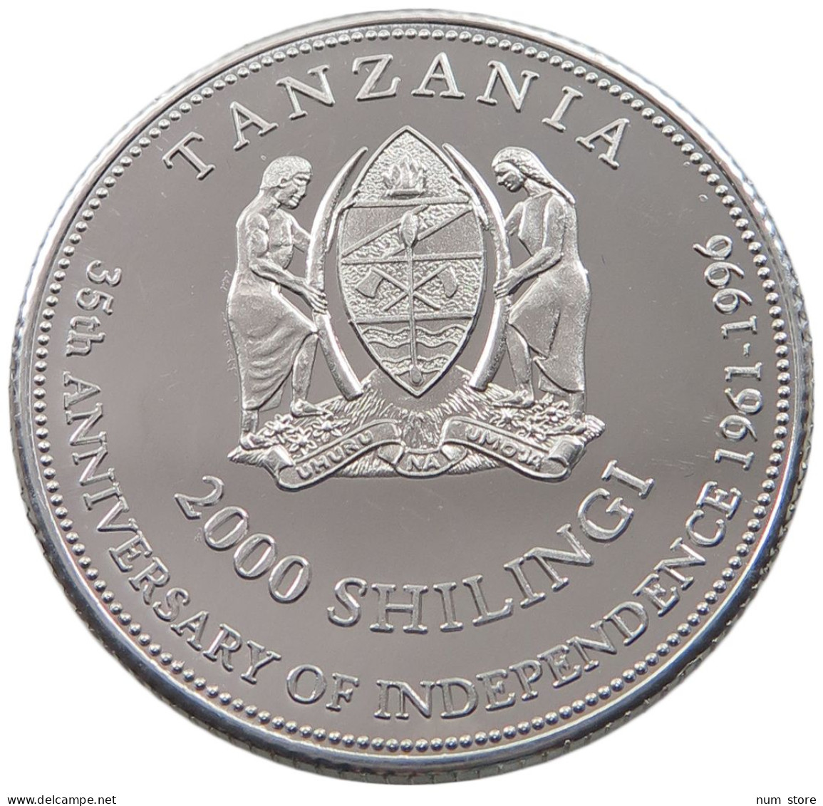 TANZANIA 2000 SHILINGI 1996 2000 SHILINGI 1996 ALUMINIUM PATTERN PROOF #alb038 0081 - Tanzania