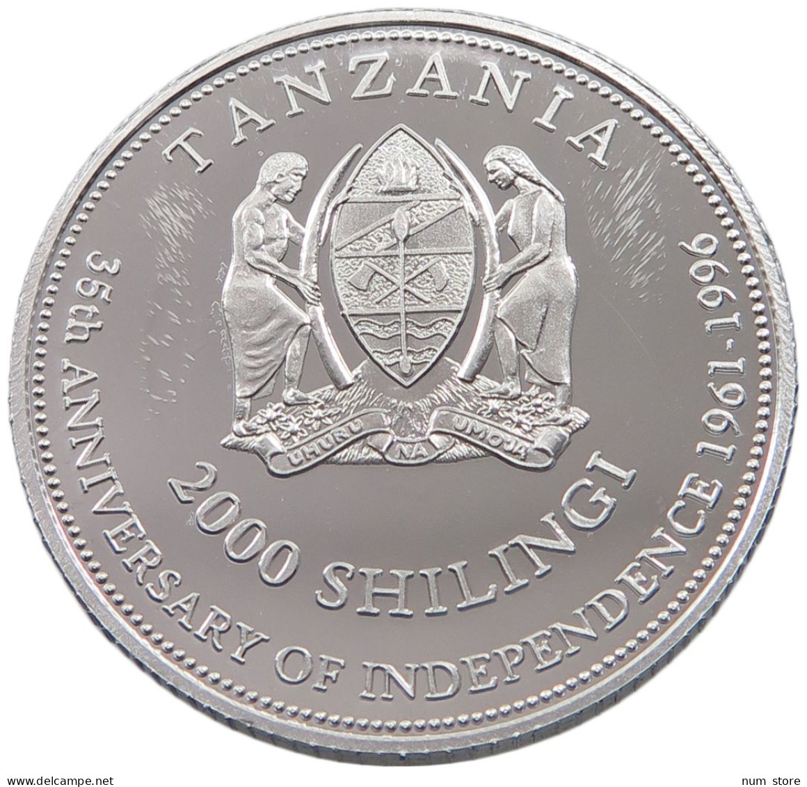 TANZANIA 2000 SHILINGI 1996 2000 SHILINGI 1996 ALUMINIUM PATTERN PROOF #alb038 0085 - Tansania