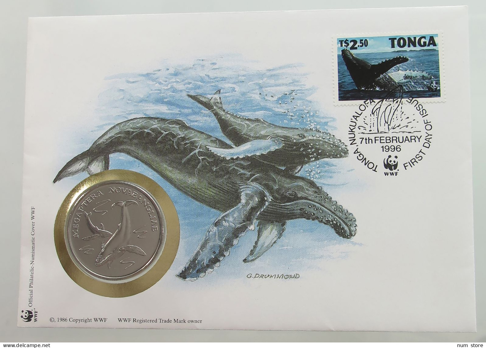 TONGA NUMISBRIEF / STATIONERY MEDAL 1986 WWF #ns01 0223 - Tonga