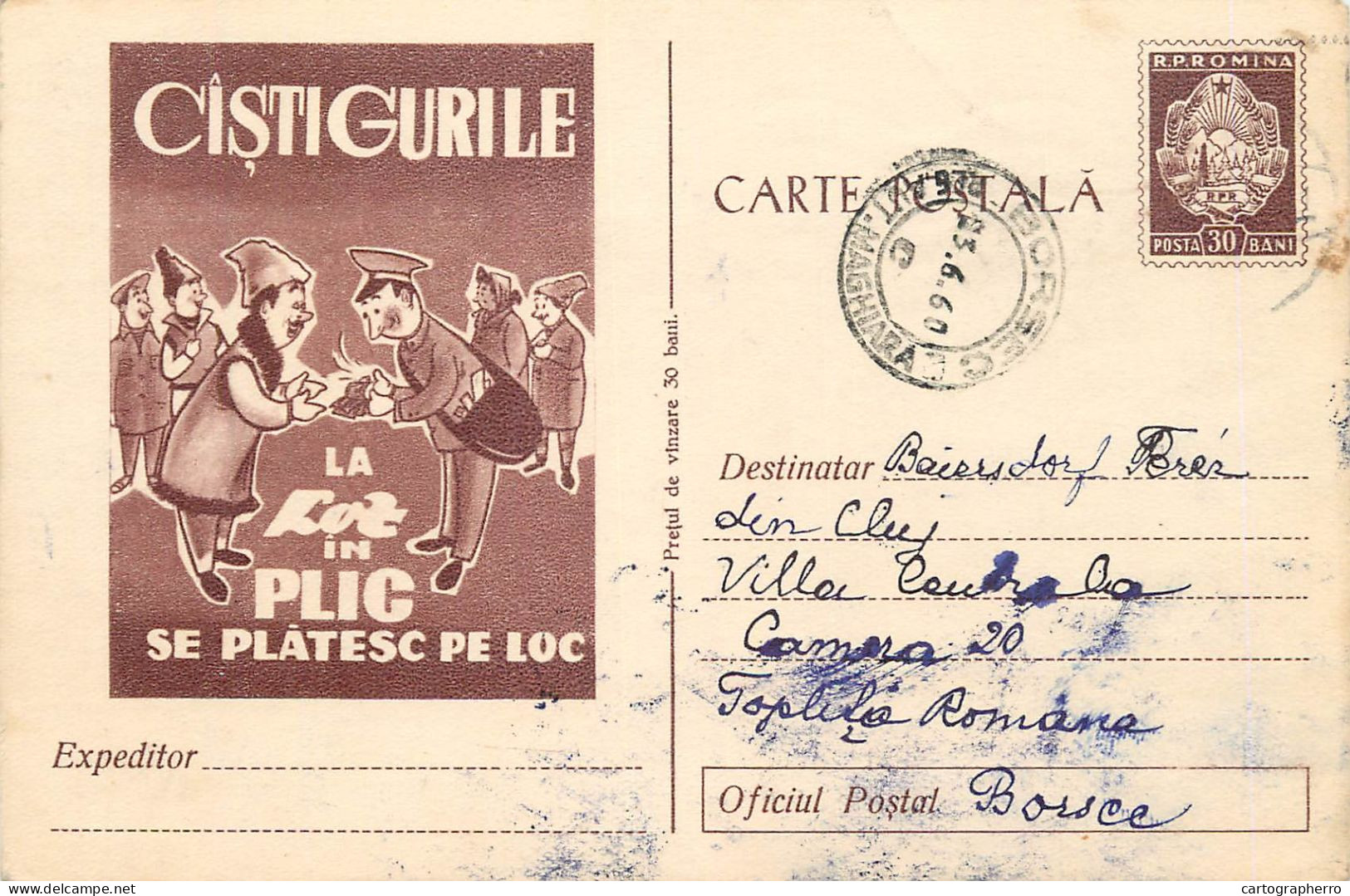 Romania Postal Stationery Postcard Lottery Bet Gambling Loz In Plic 1960 - Regional Games