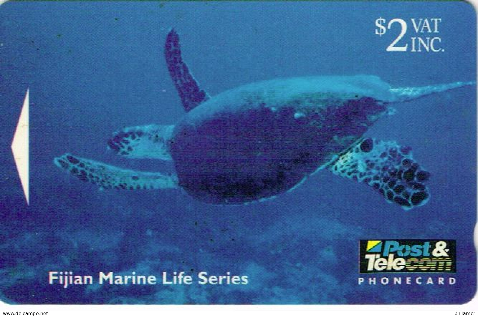Fidji Fiji TELECARTE PHONECARD Telecom Marine Serie Tortue Turtle Hawkesbill Recif Reef 1995 2 Dollars Ut BE - Fidji