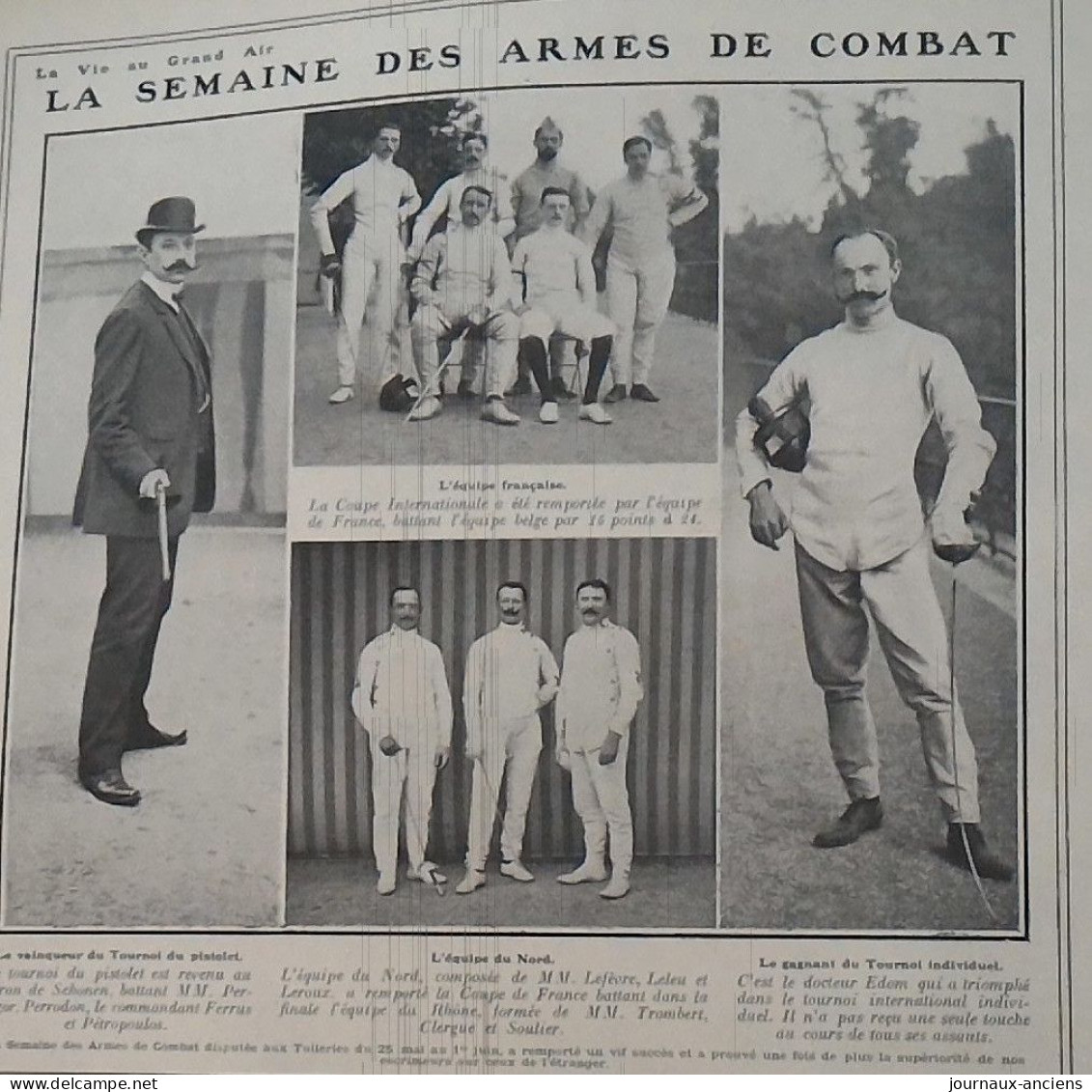1907 LA SEMAINE DES ARMES DE COMBAT - DISPUTÉE AUX TUILLERIES - BARON DE SCHONEN - Dorteur EDOM - EQUIPE DU NORD - Gevechtssport