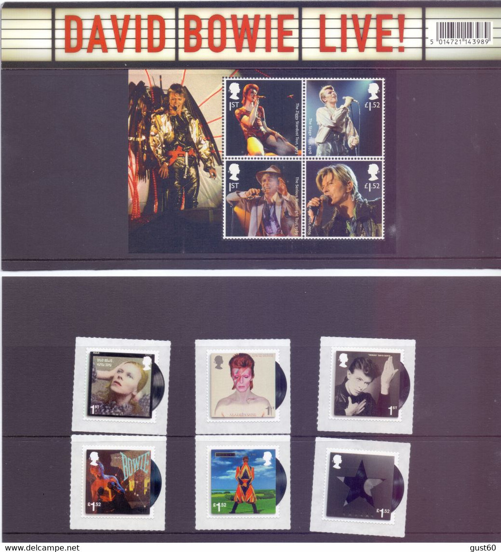 Great Britain 2017 David Bowie Live P.Pack Set + Sheetlet - Unused Stamps