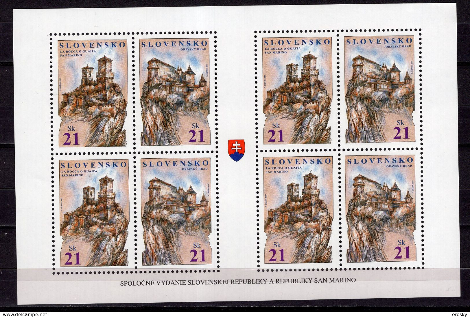 B3735 - SLOVAQUIE Yv N°487/88 Feuillet ** Chateaux - Nuevos