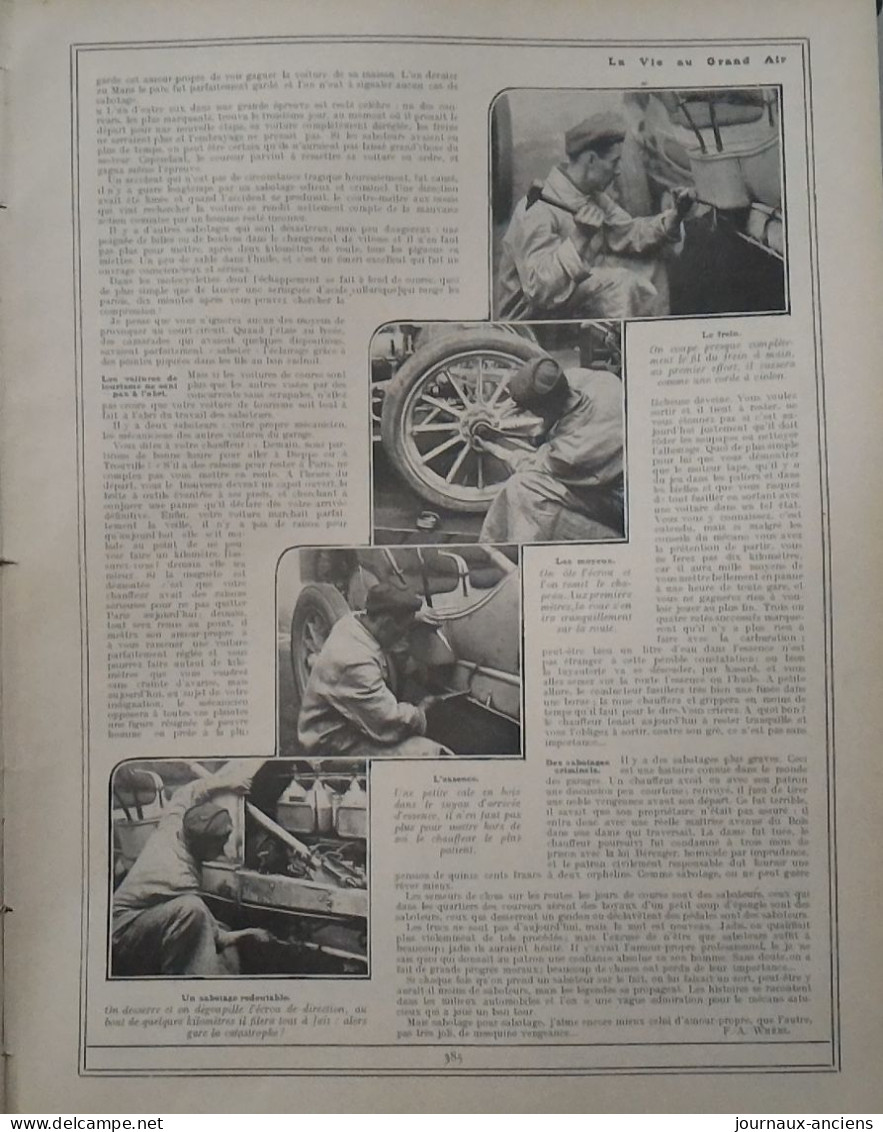 1907 LE SABOTAGE AUTOMOBILE - LA VIE AU GRAND AIR - Libros