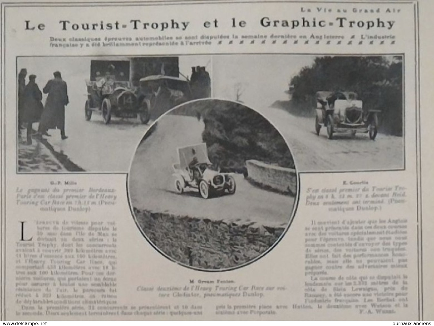 1907 COURSE AUTOMOBILE - LE TOURIST = TROPHY ET LE GRAPHIC = TROPHY - PNEUMATIQUE CONTINENTAL ET DUNLOP - Libri