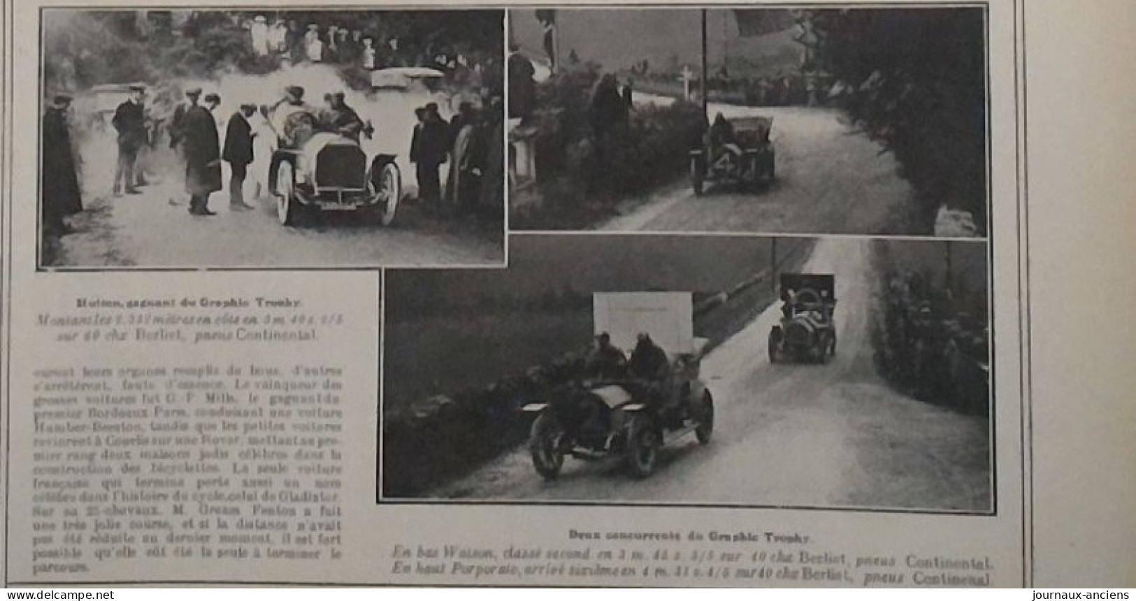 1907 COURSE AUTOMOBILE - LE TOURIST = TROPHY ET LE GRAPHIC = TROPHY - PNEUMATIQUE CONTINENTAL ET DUNLOP - Livres