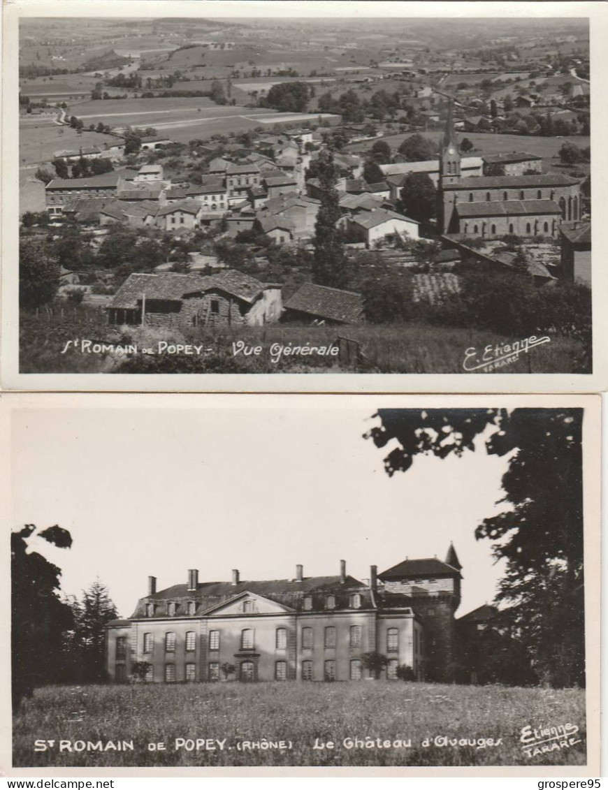 SAINT ROMAIN DE POPEY VUE GENERALE + LE CHATEAU D'AVAUGES 1945 EDITION ETIENNE TARARE - Sonstige & Ohne Zuordnung