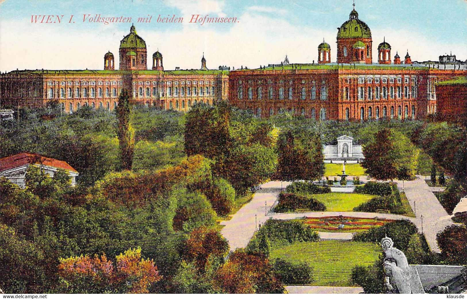 Wien - Volksgarten Mit Beiden Hofmuseen Gel.1924 - Museos