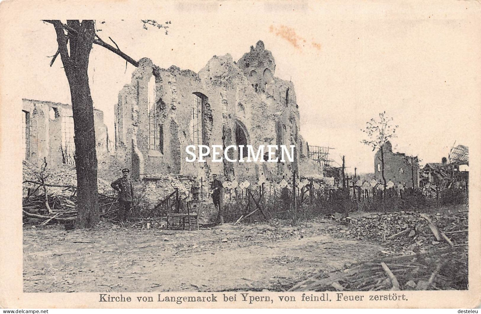 Kirche Von Langemarck Bei Ypern Von Feindl. Feuer Zerstört - Langemark - Langemark-Pölkapelle