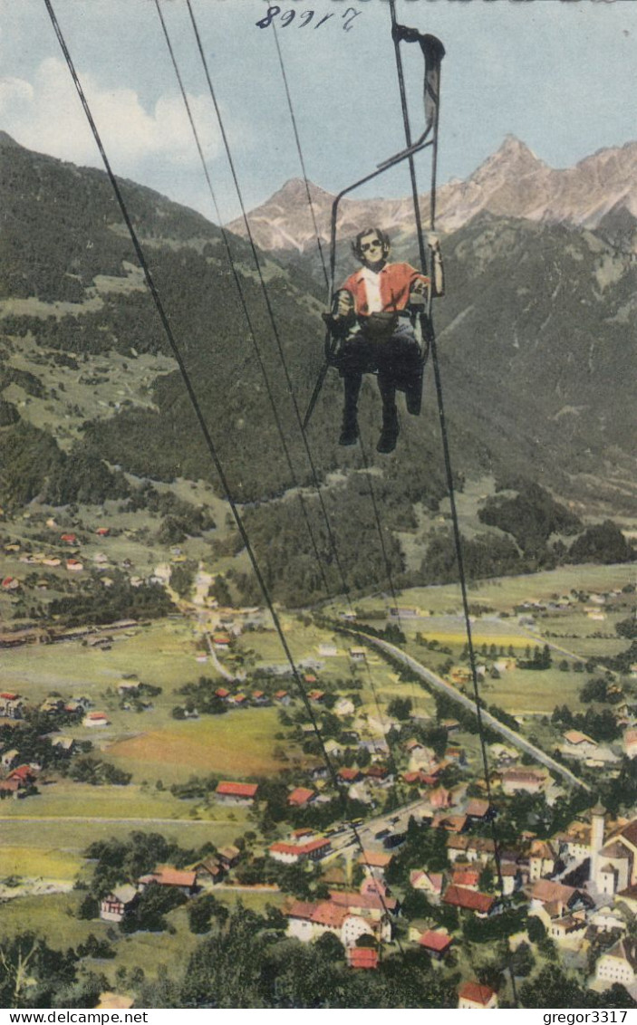 D7922) SCHRUNS Im Montafon - Hochjochbahn Mit Zimbaspitze - Vorarlberg - Sessellift Mit Frau  . Alte Farbvariante - Schruns