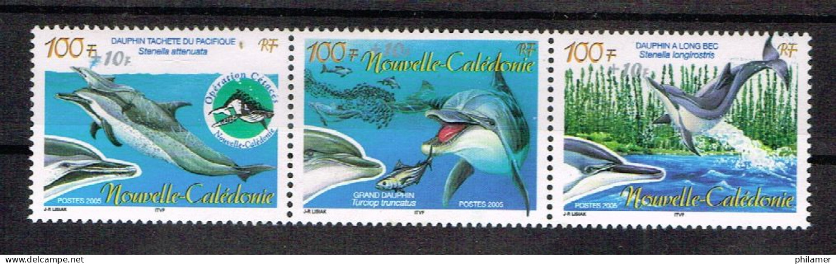 Nouvelle Caledonie Caledonia Timbre Avec Surcharge Locale Non Intégré Abonnements YT 965 966 967 Dauohin Baleine Whale - Brieven En Documenten